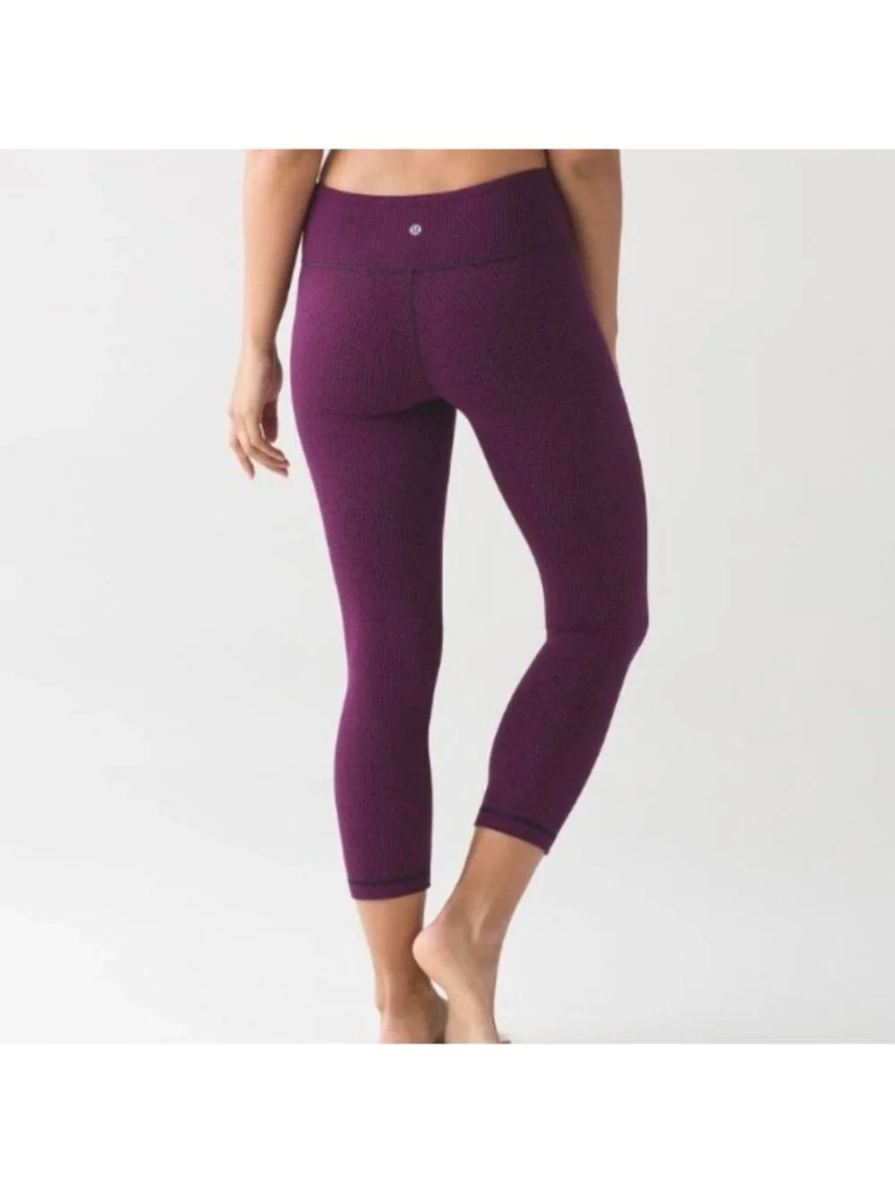 Lululemon Wunder Under Crop III Teeny Tooth Deep Fuchsia Black